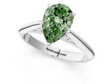 Silver Fancy Green Pear Cut Diamond Solitaire Engagement Ring with Cathedral Setting and Four-Prong Mount_13