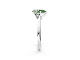 Silver Fancy Green Pear Cut Diamond Solitaire Engagement Ring with Classic Band and Four-Prong Setting_14