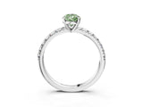 Silver Fancy Green Pear Cut Diamond Solitaire Pavé Engagement Ring with Round Band and Prong Setting_5