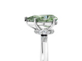 Silver Fancy Green Pear Cut Diamond Solitaire Ring with Classic Band and Four-Prong Setting_17