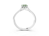 Silver Fancy Green Pear Cut Diamond Solitaire Ring with Flower Prong Setting and Classic Band_15