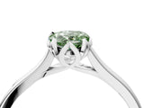 Silver Fancy Green Pear Cut Diamond Solitaire Ring with Flower Prong Setting and Classic Band_16