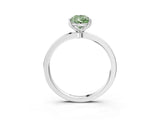 Silver Fancy Green Pear Cut Diamond Solitaire Ring with Thin Band and Prong Setting_3