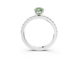 Silver Fancy Green Pear  Cut Diamond Solitaire with Pave Band and Four-Prong Setting 4