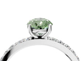 Silver Fancy Green Pear  Cut Diamond Solitaire with Pave Band and Four-Prong Setting 5