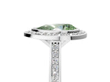 Silver Fancy Green Pear Cut Halo Bezel Diamond Pave Band Ring_11