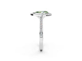 Silver Fancy Green Pear Cut Halo Bezel Diamond Pave Band Ring_8
