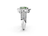 Silver Fancy Green Pear Cut Halo Diamond Engagement Ring with Pave Split Shank and Four-Prong Setting_8