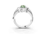 Silver Fancy Green Pear Cut Halo Diamond Engagement Ring with Pave Split Shank and Four-Prong Setting_9