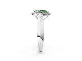 Silver Fancy Green Pear  Cut Halo Solitaire Engagement Ring with Square Band and Four-Prong Setting_14