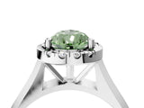 Silver Fancy Green Pear  Cut Halo Solitaire Engagement Ring with Square Band and Four-Prong Setting_16