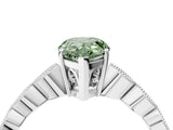 Silver Fancy Green Pear Cut Solitaire Diamond Ring with Infinity Twist Band and Four-Prong Setting_10