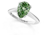 Silver Fancy Green Pear Cut Solitaire Diamond Ring with Six-Prong Setting and Classic Band_14