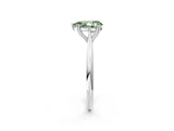 Silver Fancy Green Pear Cut Solitaire Diamond Ring with Six-Prong Setting and Classic Band_15