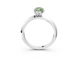 Silver Fancy Green Pear  Cut Solitaire Engagement Ring with Flat Band and Four-Prong Setting 3