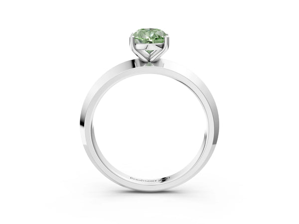 Sterling Silver Pear-Shaped Knife-Edge Solitaire Engagement Ring Setting for Fancy Green Center