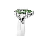 Silver Fancy Green Pear  Cut Solitaire Engagement Ring with Flat Band and Four-Prong Setting 5