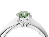 Silver Fancy Green Pear  Cut Solitaire Engagement Ring with Tapered Band and Four-Prong Setting 5