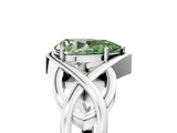Silver Fancy Green Pear Cut Solitaire Intertwined Band Prong Setting Ring_11