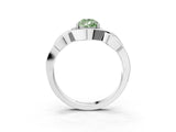 Silver Fancy Green Pear Cut Solitaire Intertwined Band Prong Setting Ring_9