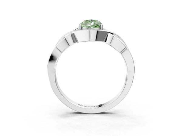 Sterling Silver Pear-Shaped Woven Solitaire Engagement Ring Setting for Fancy Green Center