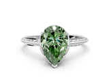Silver Fancy Green Pear Cut Solitaire Split Shank Pave Diamond Engagement Ring with Four-Prong Setting_60