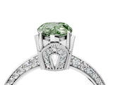 Silver Fancy Green Pear Cut Solitaire Split Shank Pave Diamond Engagement Ring with Four-Prong Setting_64