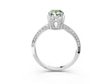 Silver Fancy Green Pear Cut Solitaire Split Shank Pave Diamond Engagement Ring with Four-Prong Setting_9