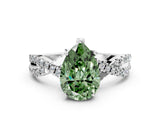 Silver Fancy Green Pear Cut Solitaire Twist Pave Diamond Engagement Ring with Prong Setting_66
