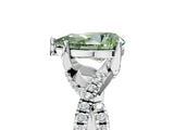 Silver Fancy Green Pear Cut Solitaire Twist Pave Diamond Engagement Ring with Prong Setting_71