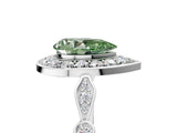 Silver Fancy Green Pear  Halo Diamond Engagement Ring with Twisted Band and Four-Prong Setting 5
