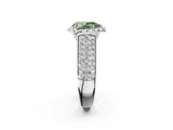 Silver Fancy Green Pear  Halo Round Diamond Pave Band with Prong Setting 3