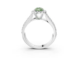 Silver Fancy Green Pear  Halo Round Diamond Pave Band with Prong Setting 4