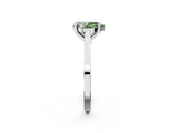 Silver Fancy Green Pear  Solitaire Diamond Ring with Four-Prong Setting and Tapered Band 2
