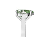 Silver Fancy Green Pear  Solitaire Diamond Ring with Four-Prong Setting and Tapered Band 5