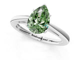 Silver Fancy Green Pear  Solitaire Diamond Ring with Split Shank and Four-Prong Setting_13