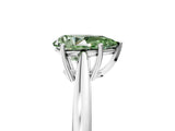 Silver Fancy Green Pear  Solitaire Diamond Ring with Split Shank and Four-Prong Setting_17
