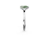 Silver Fancy Green Pear  Solitaire Diamond Ring with a Classic Band and Four-Prong Setting 2