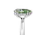 Silver Fancy Green Pear  Solitaire Diamond Ring with a Classic Band and Four-Prong Setting 5