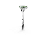 Silver Fancy Green Pear  Solitaire Engagement Ring with Four-Prong Setting and Classic Band 2