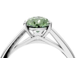 Silver Fancy Green Pear  Solitaire Engagement Ring with Four-Prong Setting and Classic Band 4