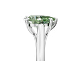 Silver Fancy Green Pear  Solitaire Engagement Ring with Six-Prong Setting and Classic Band 5