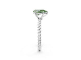 Silver Fancy Green Pear  Solitaire Twist Band Ring with Four-Prong Setting_2