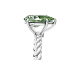 Silver Fancy Green Pear  Solitaire Twist Band Ring with Four-Prong Setting_5