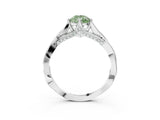 Silver Fancy Green Pear  Solitaire Twist Band Six-Prong Setting 4