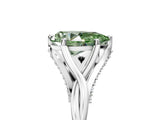 Silver Fancy Green Pear  Solitaire Twist Band Six-Prong Setting