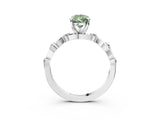 Silver Fancy Green Pear  Solitaire Twisted Band with Prong Setting 4