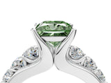Silver Fancy Green Princess  Brilliant Solitaire with Side Stones on a Pave Band and Four-Prong Setting_16