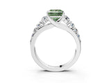 Silver Fancy Green Princess Cut Brilliant Diamond Pavé Band with Six-Prong Setting_33
