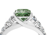 Silver Fancy Green Princess Cut Brilliant Diamond Pavé Band with Six-Prong Setting_34